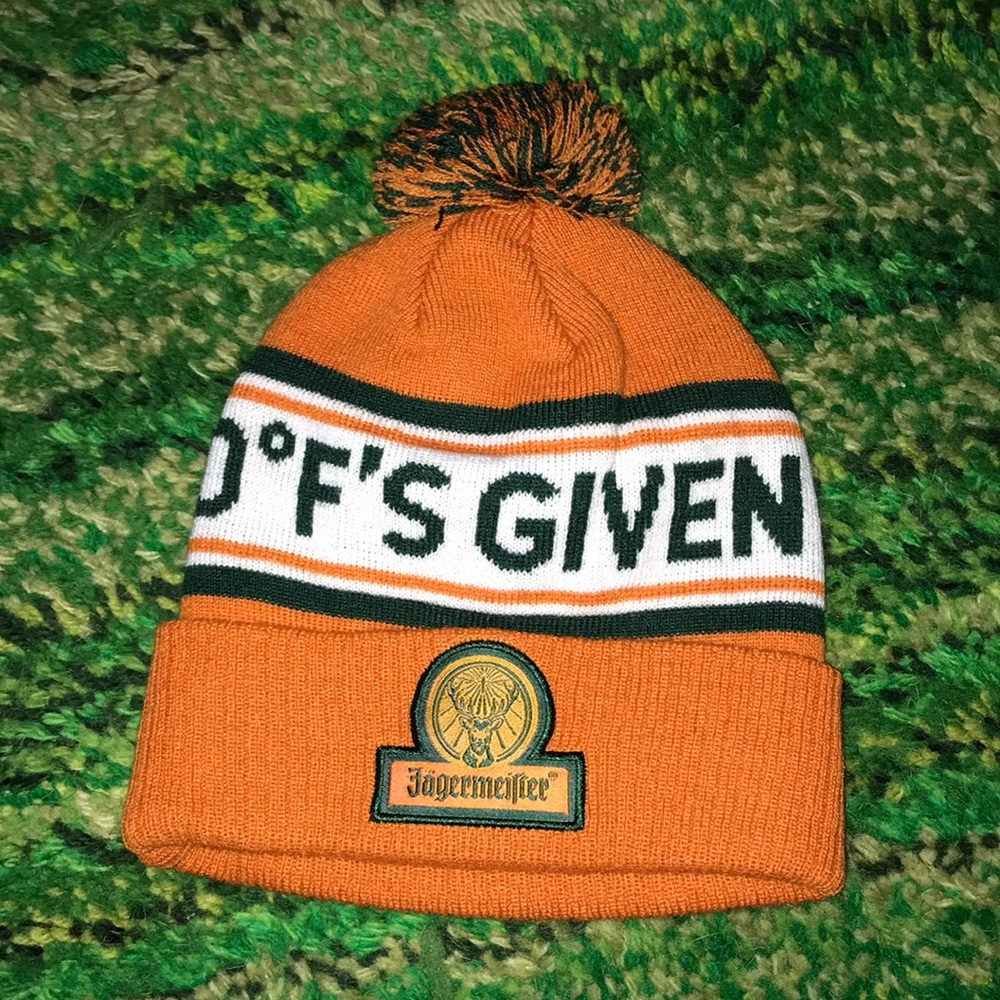 Jagermeister Orange Pom Beanie - Men's Knit Hat New